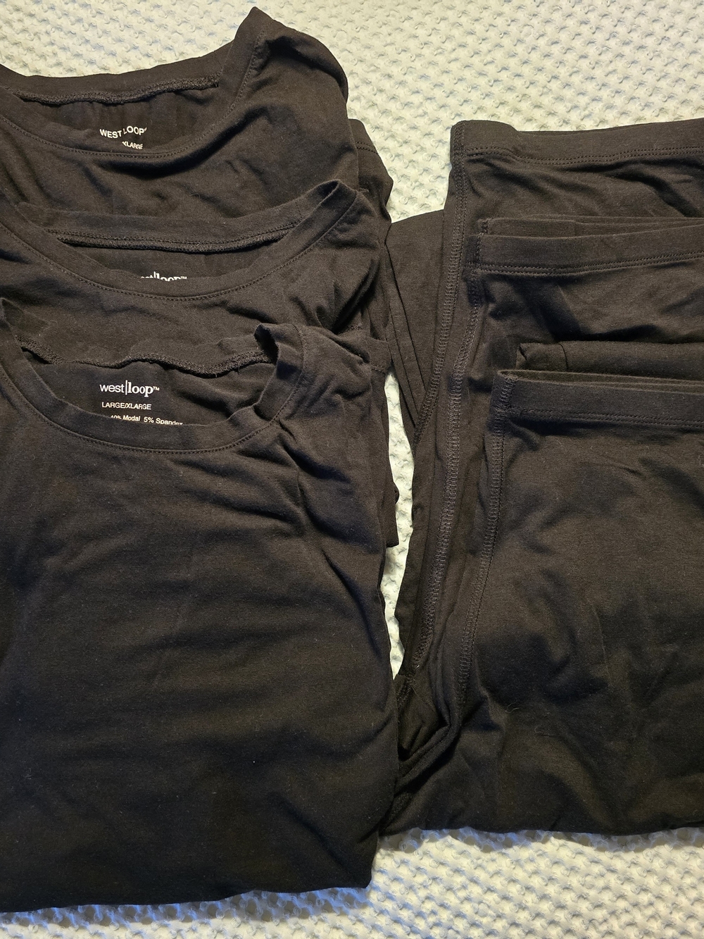 West Loop Black Long Underwear Set Bundle Of 3